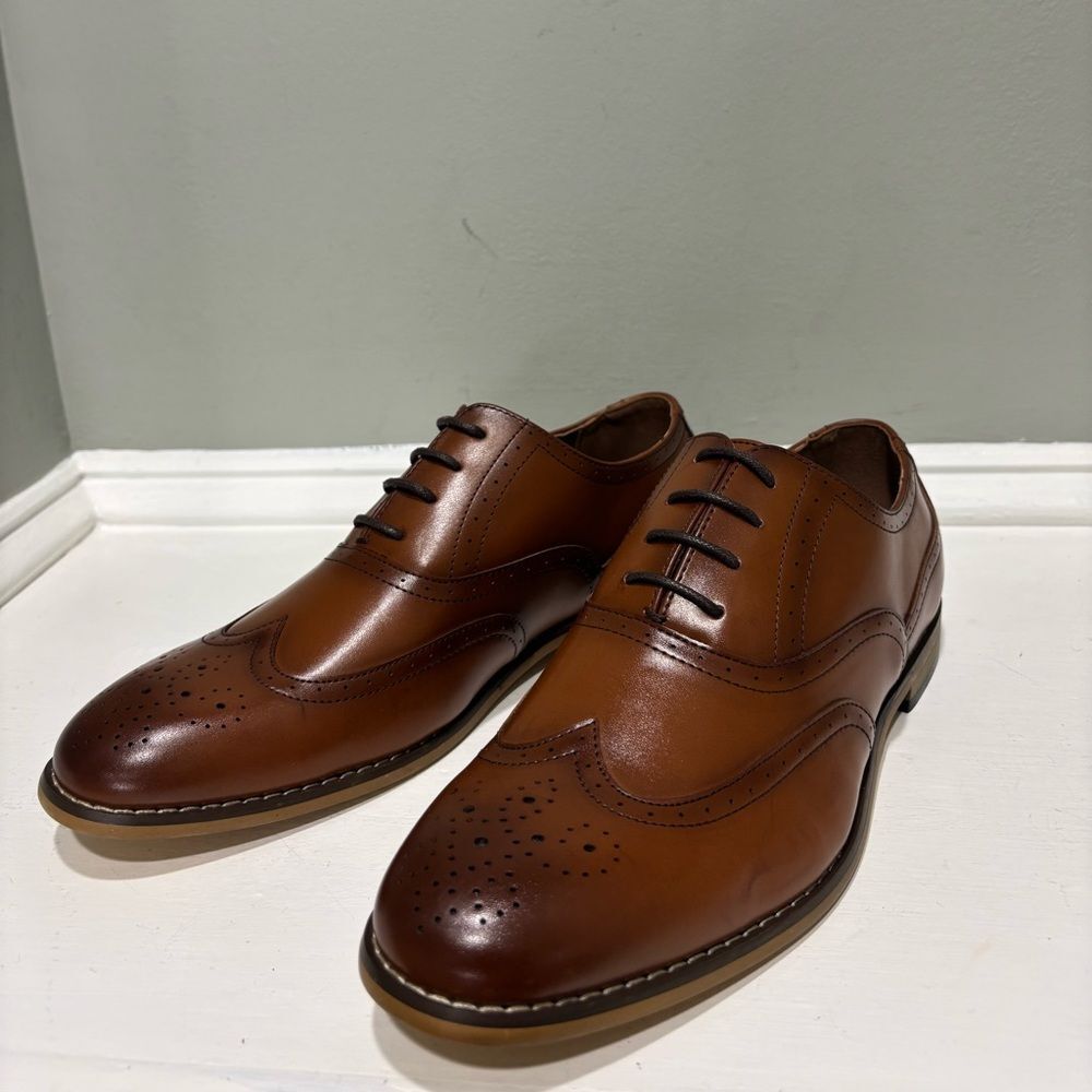 NWOT Stacy Adam’s Classic Brown Faux Leather Oxford Dress Shoes-size 6.5